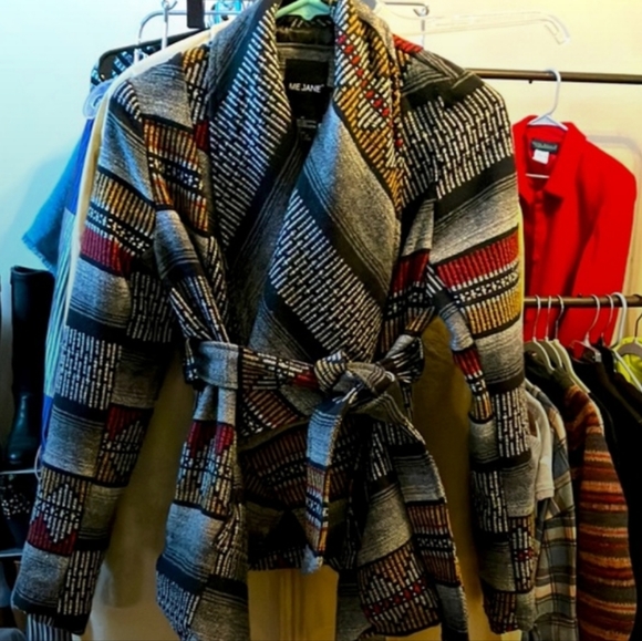 Me Jane Western Print Wrap Coat - Picture 5 of 5